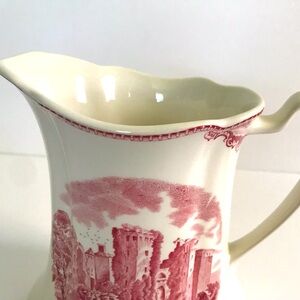 Johnson Brothers Pitcher VINTAGE England Castles Scenery Red FINAL SALE
